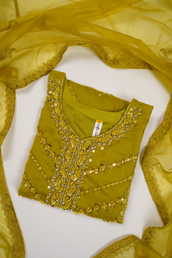Tehwar v3- Luxury Organza Outfit with Gharara-Ready to Wear - D9