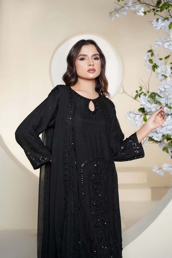 Husan e Jahan - Luxury Chiffon Outfit with Chiffon Dupatta - Ready to Wear - V1 - Eid25 - 10
