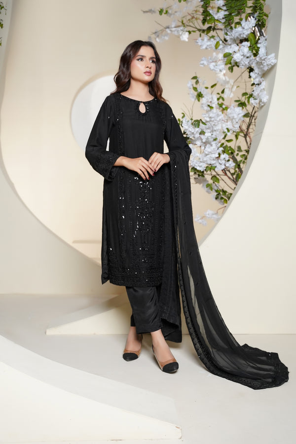 Husan e Jahan - Luxury Chiffon Outfit with Chiffon Dupatta - Ready to Wear - V1 - Eid25 - 10