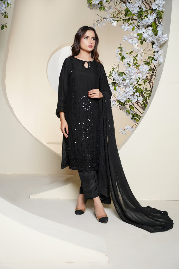 Husan e Jahan - Luxury Chiffon Outfit with Chiffon Dupatta - Ready to Wear - V1 - Eid25 - 10