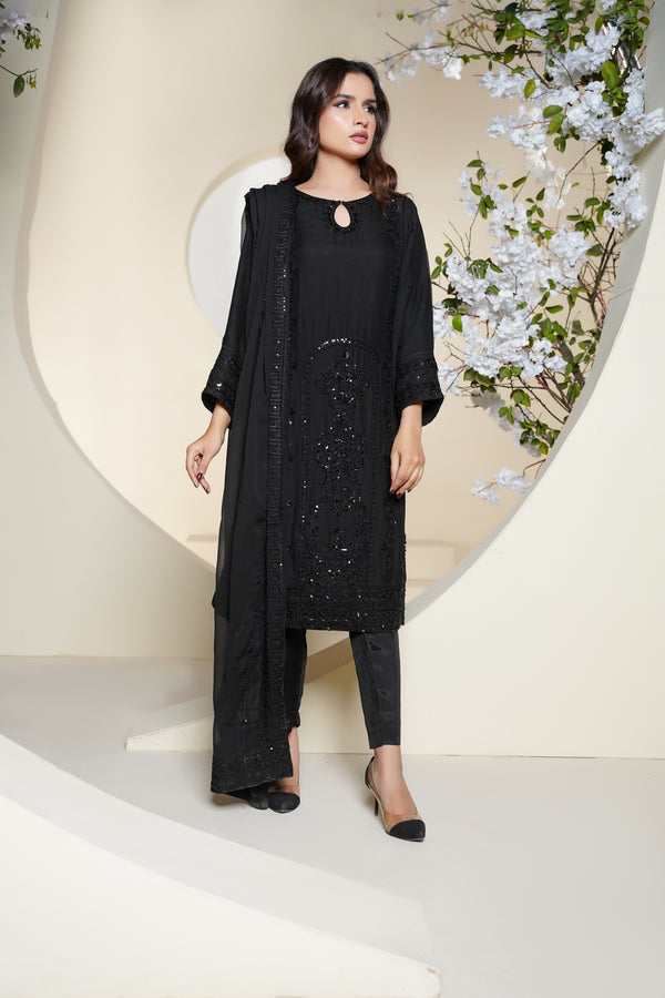 Husan e Jahan - Luxury Chiffon Outfit with Chiffon Dupatta - Ready to Wear - V1 - Eid25 - 10