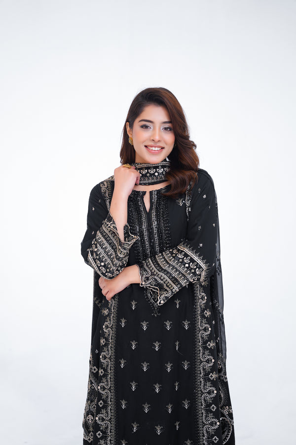 Husan e Jahan - Luxury Chiffon Outfit with Chiffon Dupatta and Plazzo - Ready to Wear - V1 - Eid25 - 01  Article 04