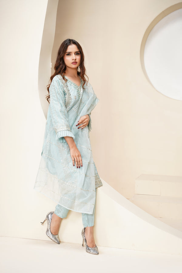 Tehwar - Luxury Organza Outfit - Festive Collection - Ready to Wear - V6 - D7 - Eid25 - 10