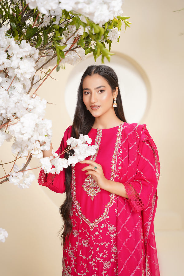 Husan e Jahan - Luxury Chiffon Outfit with Chiffon Dupatta & Gharara - Ready to Wear - V2 - Eid25 - 04