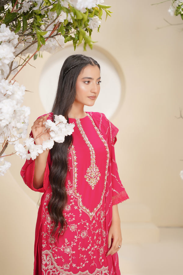 Husan e Jahan - Luxury Chiffon Outfit with Chiffon Dupatta & Gharara - Ready to Wear - V2 - Eid25 - 04
