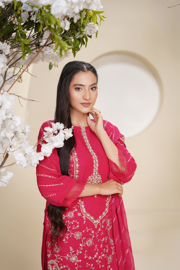 Husan e Jahan - Luxury Chiffon Outfit with Chiffon Dupatta & Gharara - Ready to Wear - V2 - Eid25 - 04