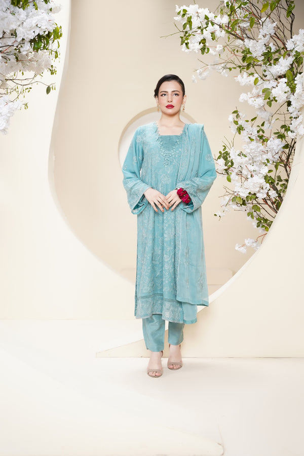 Husan e Jahan - Luxury Chiffon Outfit with Chiffon Dupatta - Ready to Wear - V2 - Eid25 - 08 - HEJFeroziV208
