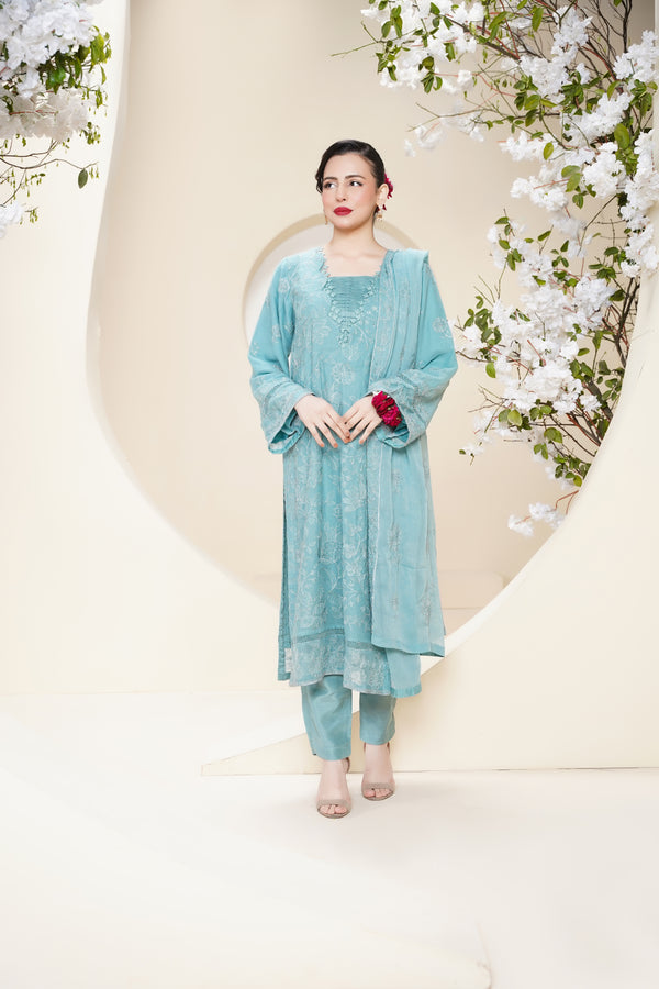 Husan e Jahan - Luxury Chiffon Outfit with Chiffon Dupatta - Ready to Wear - V2 - Eid25 - 08 - HEJFeroziV208