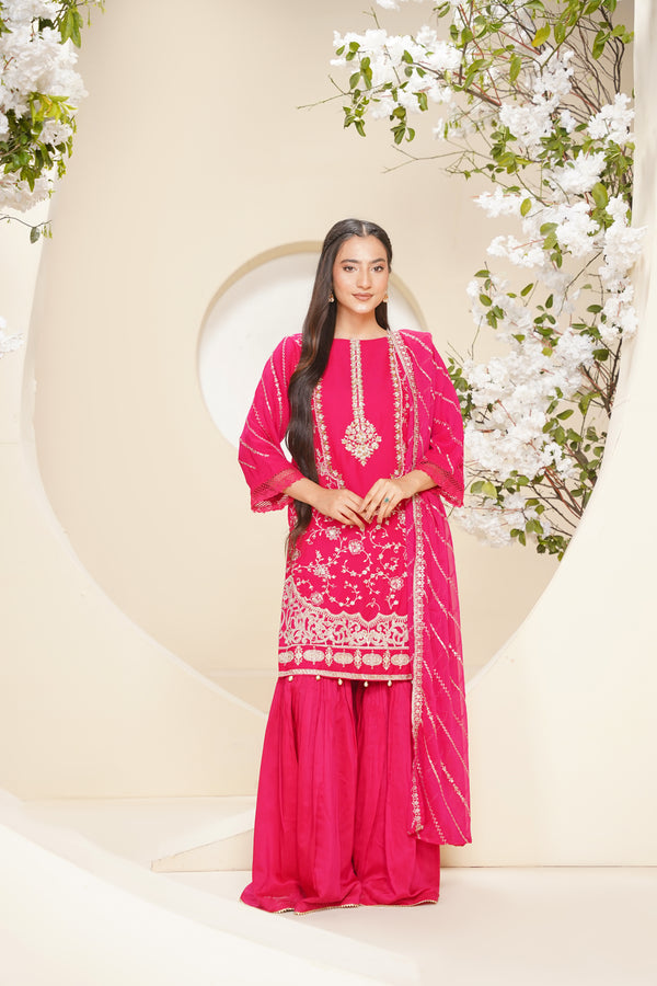 Husan e Jahan - Luxury Chiffon Outfit with Chiffon Dupatta & Gharara - Ready to Wear - V2 - Eid25 - 04