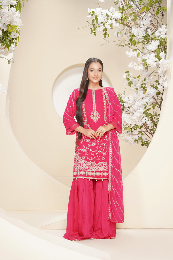 Husan e Jahan - Luxury Chiffon Outfit with Chiffon Dupatta & Gharara - Ready to Wear - V2 - Eid25 - 04