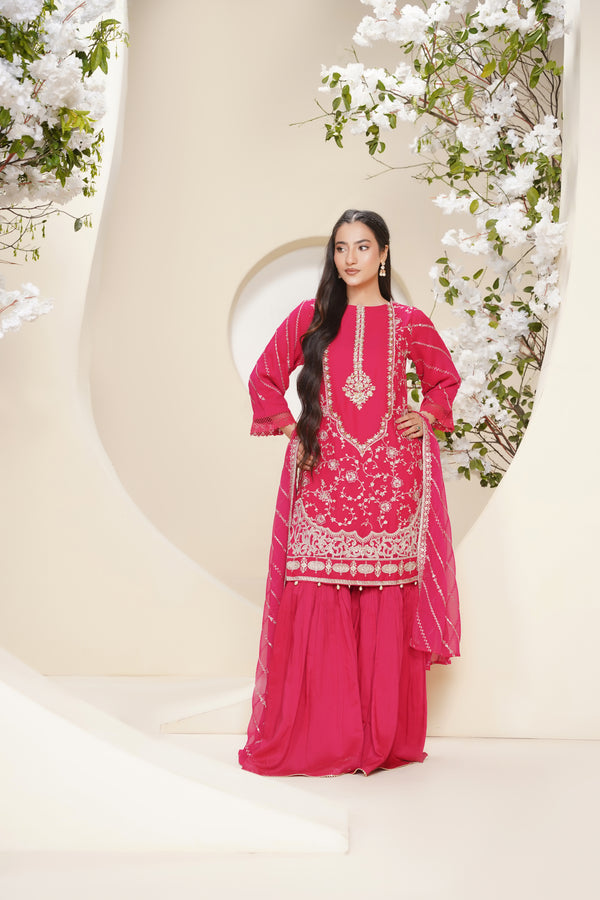 Husan e Jahan - Luxury Chiffon Outfit with Chiffon Dupatta & Gharara - Ready to Wear - V2 - Eid25 - 04