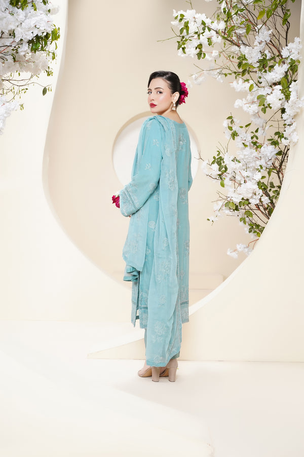 Husan e Jahan - Luxury Chiffon Outfit with Chiffon Dupatta - Ready to Wear - V2 - Eid25 - 08 - HEJFeroziV208