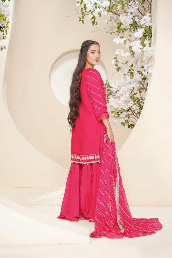 Husan e Jahan - Luxury Chiffon Outfit with Chiffon Dupatta & Gharara - Ready to Wear - V2 - Eid25 - 04