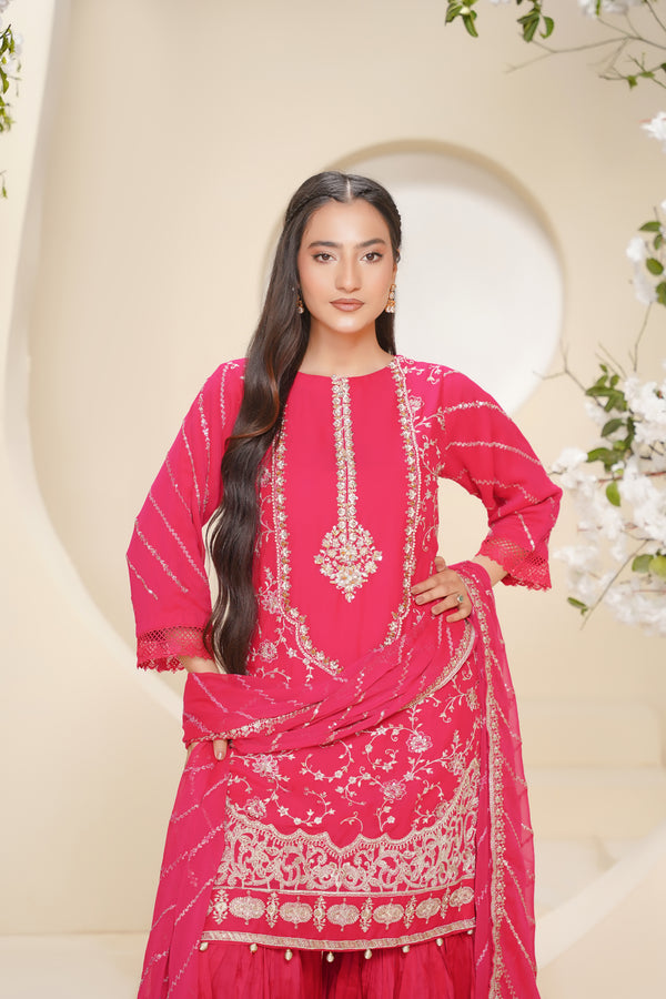 Husan e Jahan - Luxury Chiffon Outfit with Chiffon Dupatta & Gharara - Ready to Wear - V2 - Eid25 - 04