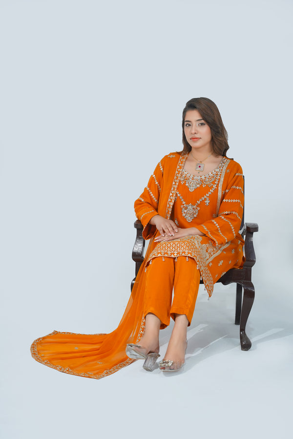 Husan e Jahan - Luxury Chiffon Outfit with Chiffon Dupatta - Ready to Wear - V1 - Eid25 - 06