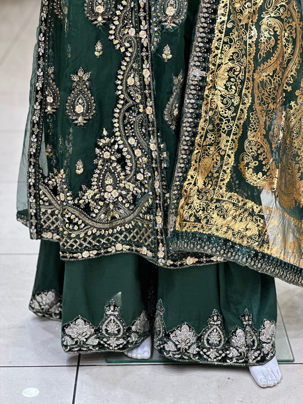Tehwar- Luxury Organza Maxi Outfit with organza Dupatta-Ready To Wear TehV8D1