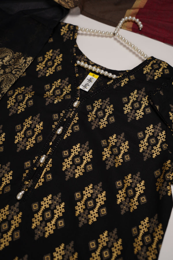 Rozi - Exclusive Khaddar Outfit with Multani Shawl - Ready to Wear - Warm Fabric PD136