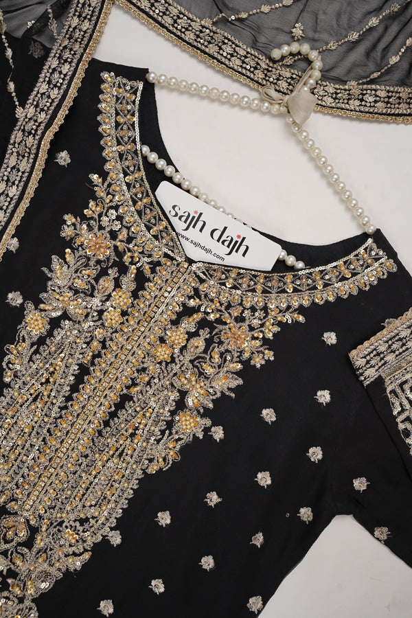 Husan e Jahan - Luxury Chiffon Outfit with Chiffon Dupatta - Ready to Wear - HEJ-V3-D10