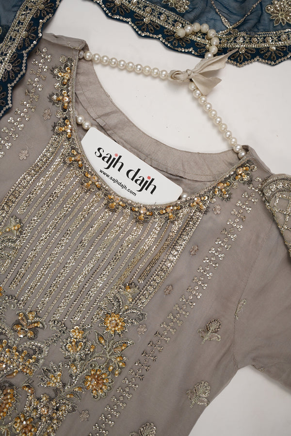Husan e Jahan - Luxury Chiffon Outfit with Chiffon Dupatta - Ready to Wear - HEJ-V3-D9