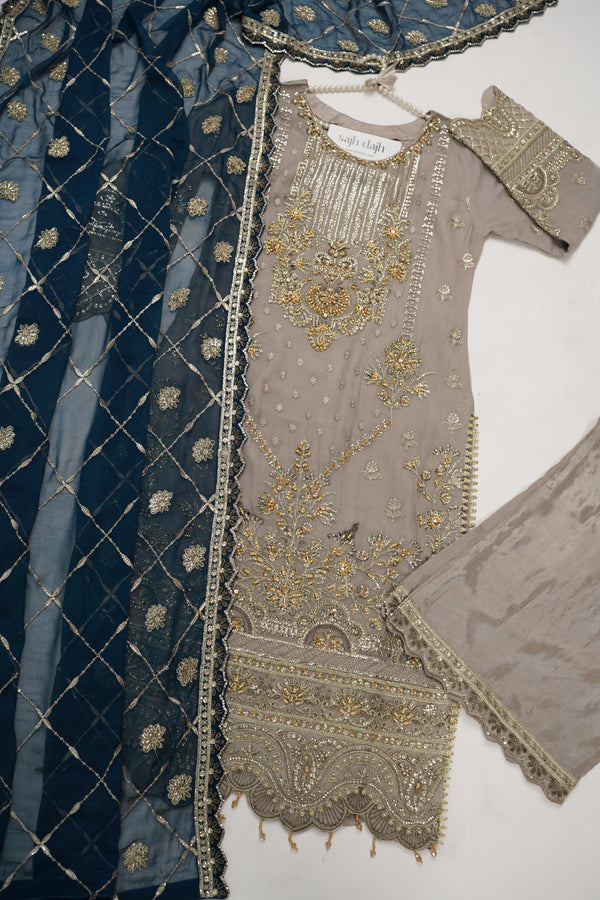 Husan e Jahan - Luxury Chiffon Outfit with Chiffon Dupatta - Ready to Wear - HEJ-V3-D9