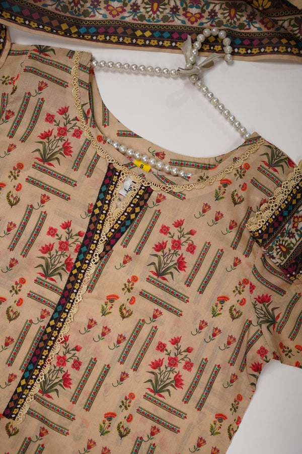 Rozi - Luxury Cotton Lawn Outfit With Voile Dupatta - Ready to Wear PD023