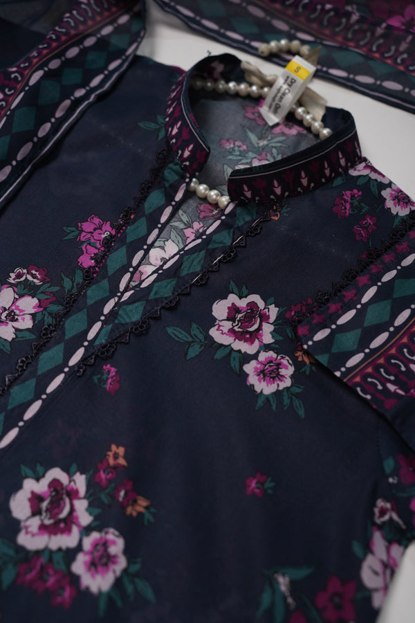 Rozi - Luxury Cotton Lawn Outfit With Voile Dupatta - Ready to Wear PD040