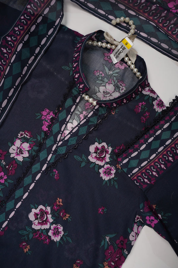 Rozi - Luxury Cotton Lawn Outfit With Voile Dupatta - Ready to Wear PD040