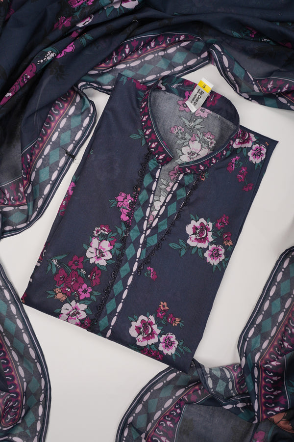 Rozi - Luxury Cotton Lawn Outfit With Voile Dupatta - Ready to Wear PD040