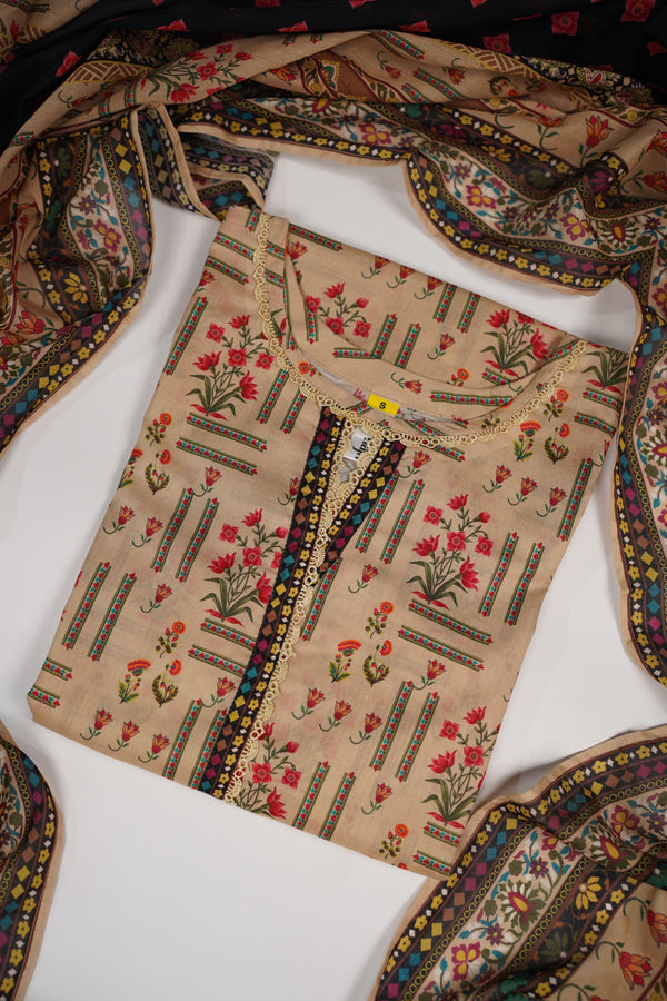 Rozi - Luxury Cotton Lawn Outfit With Voile Dupatta - Ready to Wear PD023
