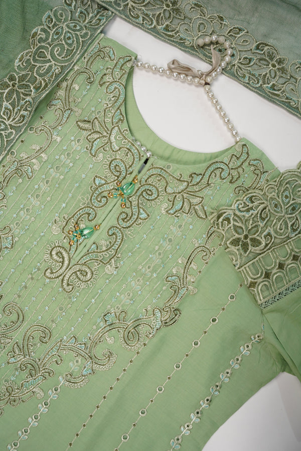 Rozi - Farshi Shalwar - Luxury Cotton Lawn Outfit With Net Dupatta - Ready to Wear PD030