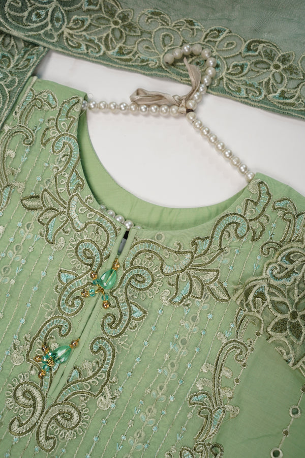 Rozi - Farshi Shalwar - Luxury Cotton Lawn Outfit With Net Dupatta - Ready to Wear PD030