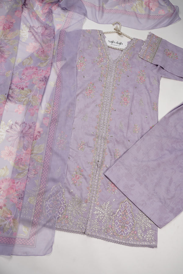 Bin Saeed Originals - Farshi Shalwar - Lawn Outfit with Chiffon Dupatta - Ready to wear PD051