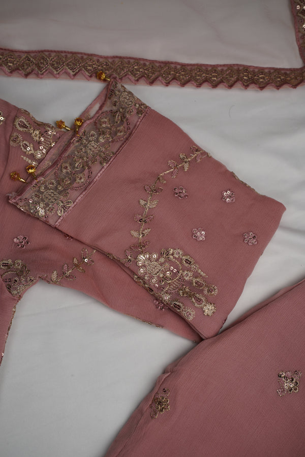 Exclusive Branded Chiffon - Full Chiffon Suit with Net Dupatta & Plazzo bottoms - Ready to Wear - D2