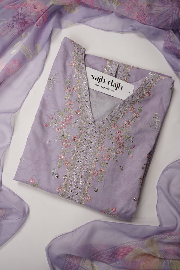 Bin Saeed Originals - Farshi Shalwar - Lawn Outfit with Chiffon Dupatta - Ready to wear PD051
