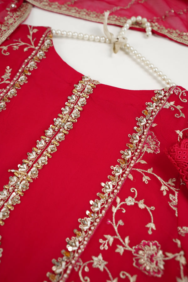 Husan e Jahan - Luxury Chiffon Outfit with Chiffon Dupatta & Gharara - Ready to Wear - V2 - Eid25 - 04