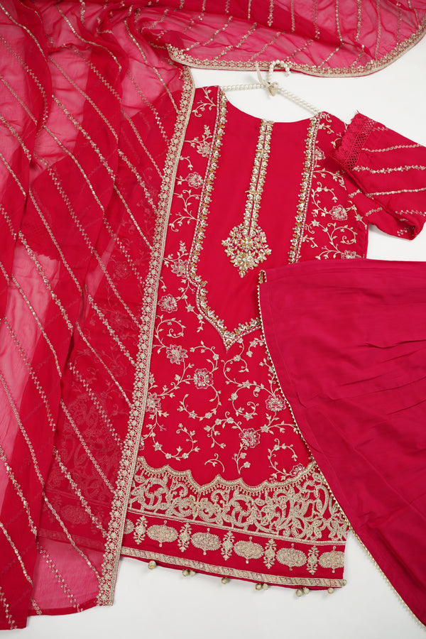 Husan e Jahan - Luxury Chiffon Outfit with Chiffon Dupatta & Gharara - Ready to Wear - V2 - Eid25 - 04