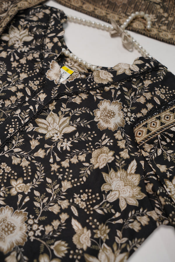 Rozi - Luxury Cotton Lawn Outfit With Voile Dupatta - Ready to Wear PD057