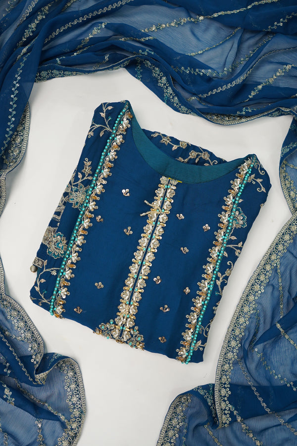 Husan e Jahan - Luxury Chiffon Outfit with Chiffon Dupatta & Gharara - Ready to Wear - V2 - Eid25 - 03