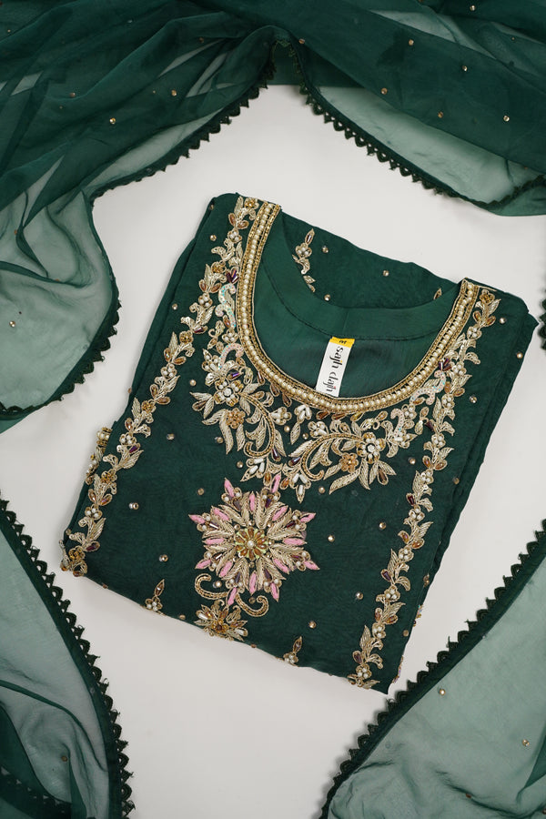 Khaas- Luxury Organza Outfit with Organza Dupatta - Ready to Wear - V1 - 01