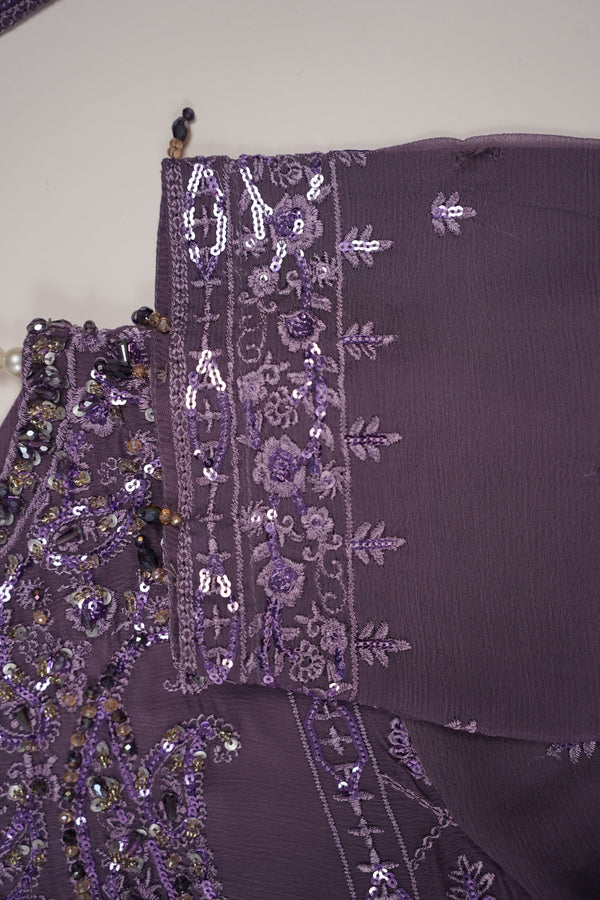 Husan e Jahan - Luxury Chiffon Outfit with Chiffon Dupatta And Plazzo - Ready to Wear- HEJ-V6-D4