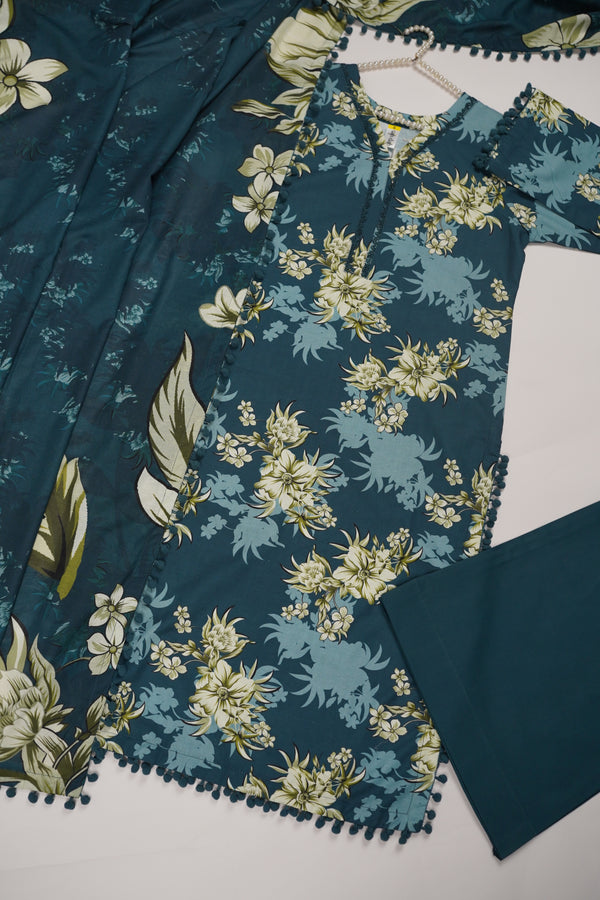 Rozi - Exclusive Khaddar Outfit with  Shawl - Ready to Wear - PD152 Zinc