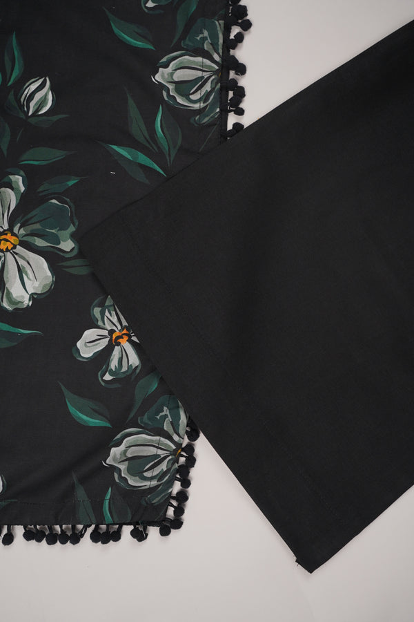 Rozi - Exclusive Khaddar Outfit with  Shawl - Ready to Wear - PD155 Black