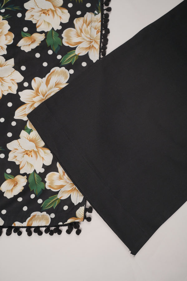 Rozi - Exclusive Khaddar Outfit with  Shawl - Ready to Wear - PD153 Black