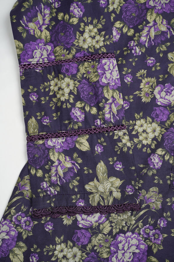 Basics - Branded Khaddar- Purple Floral Shirt with Pants