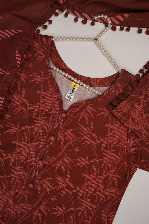 Rozi - Exclusive Khaddar Outfit with  Shawl - Ready to Wear - PD150