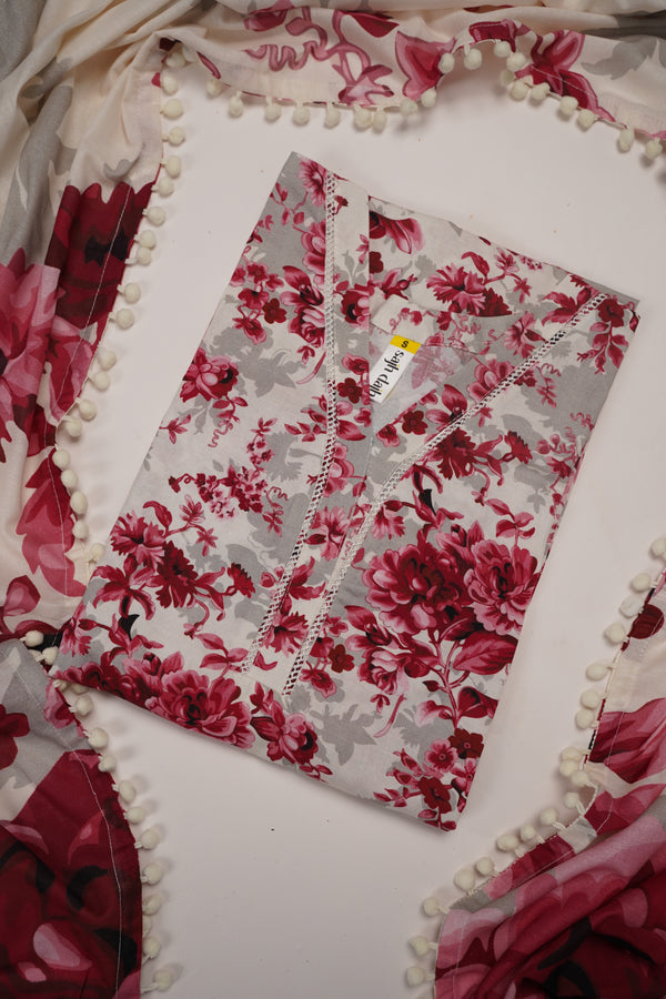 Rozi - Exclusive Khaddar Outfit with  Shawl - Ready to Wear - PD151