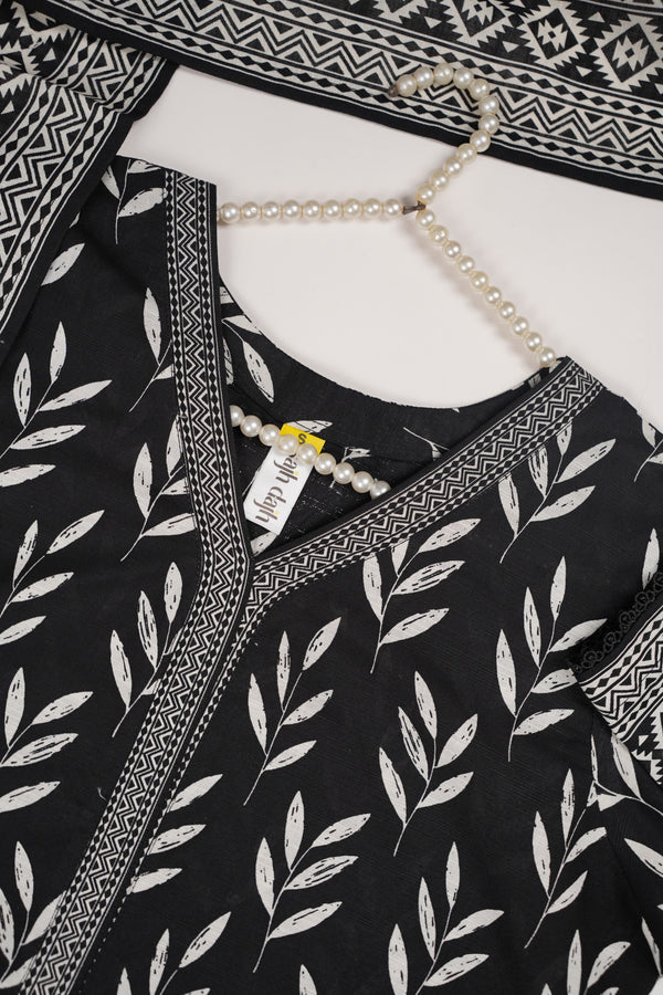 Bin Saeed by SajhDajh - Exclusive Khaddar Outfit with  Shawl - Ready to Wear - PD168 Black