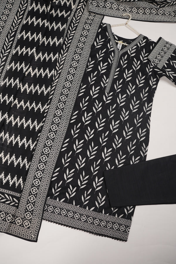 Bin Saeed by SajhDajh - Exclusive Khaddar Outfit with  Shawl - Ready to Wear - PD168 Black