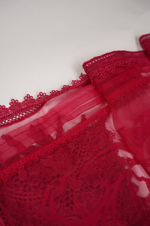 Maria B Inspired-Luxury Embroidered  cotton Lawn Outfit with Organza Dupatta - Ready to Wear PD073