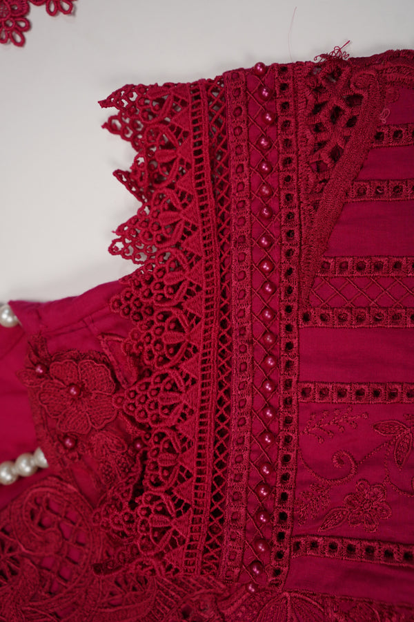 Maria B Inspired-Luxury Embroidered  cotton Lawn Outfit with Organza Dupatta - Ready to Wear PD073